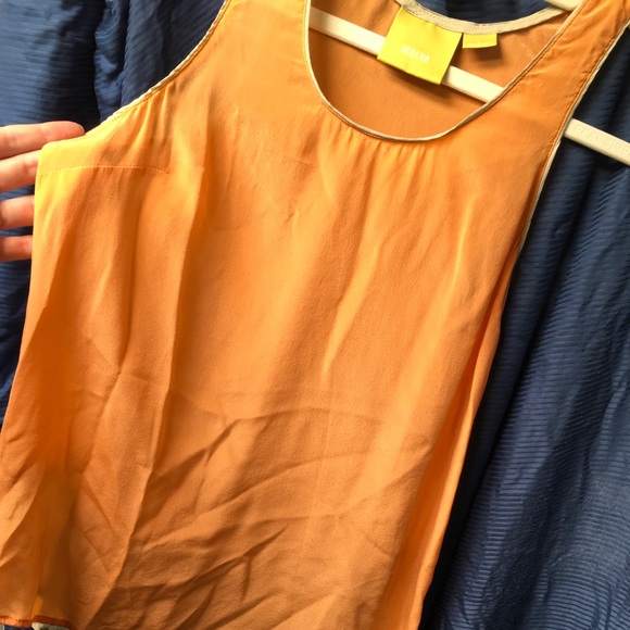 Orange 100% Silk Maeve Top - Picture 2 of 6